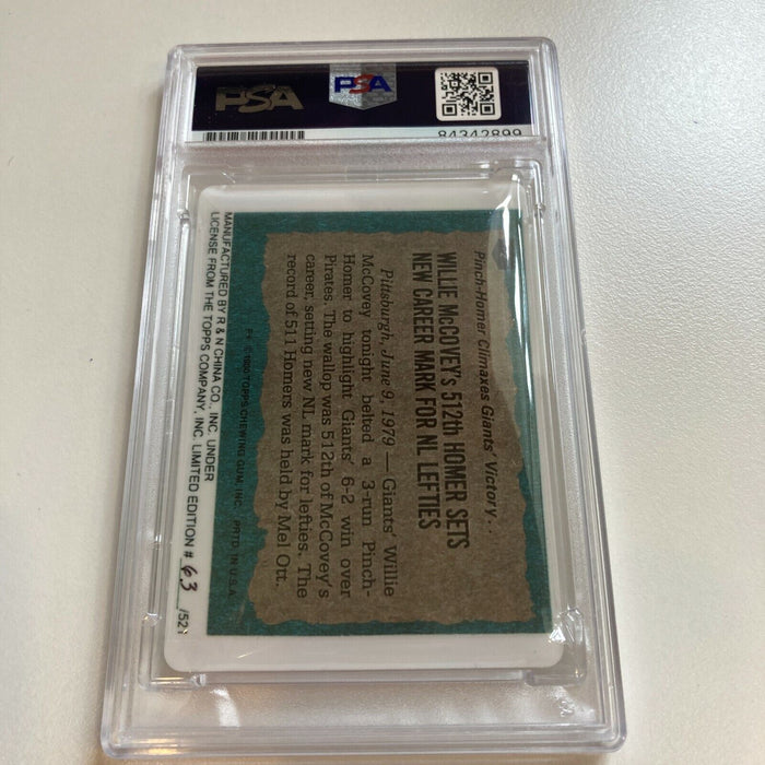 1980 Topps Willie Mccovey 521 Home Runs Signed Porcelain Baseball Card PSA DNA