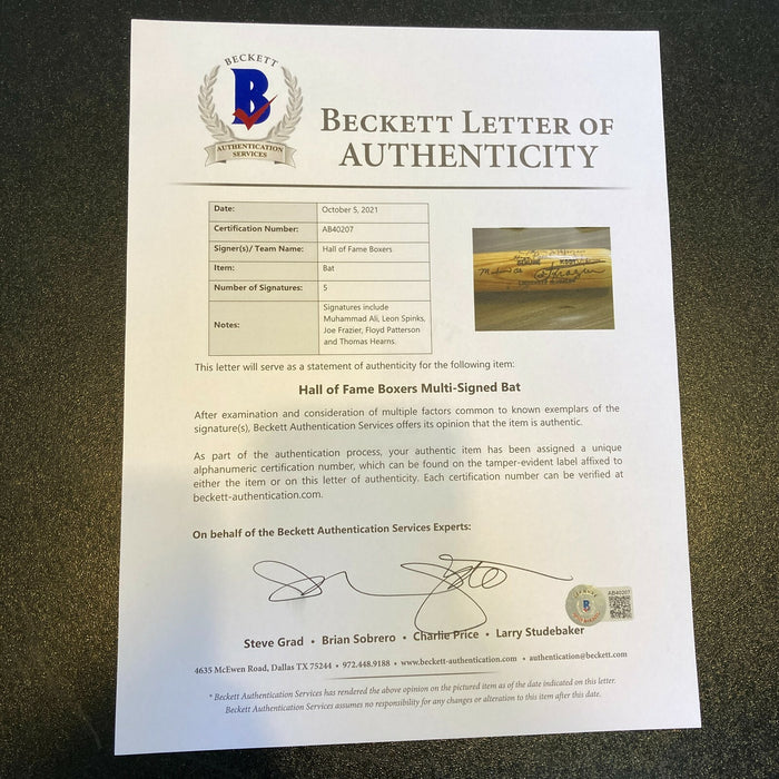 Muhammad Ali Joe Frazier Boxing Legends Signed Baseball Bat With Beckett COA