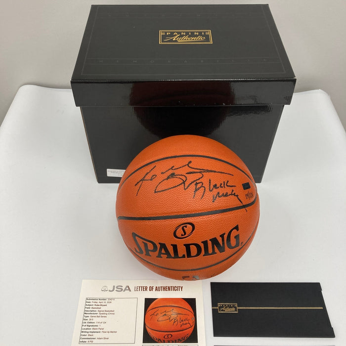 Kobe Bryant "Black Mamba" Signed Inscribed Basketball Panini & JSA COA RARE