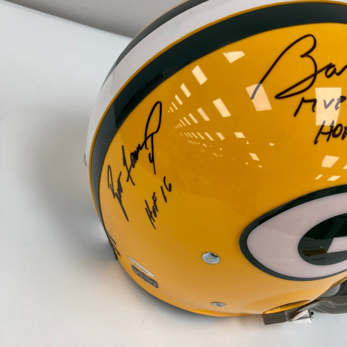 Bart Starr MVP Super Bowl HOF 1977 & Favre Signed Green Bay Packers Helmet JSA