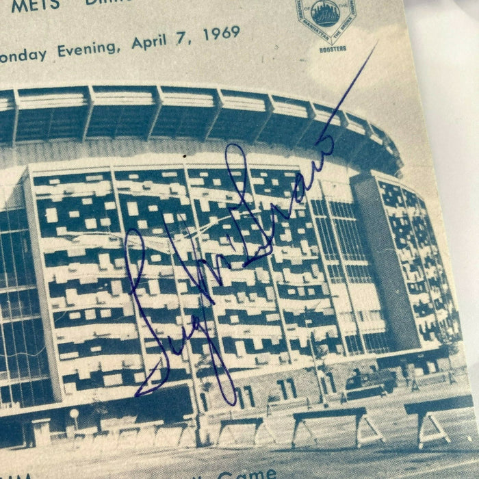 Tug McGraw Signed 1969 New York Mets Shea Stadium Postcard PSA DNA RARE