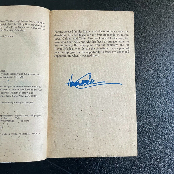 Howard Cosell Signed Autographed "I Never Played The Game" Football Book