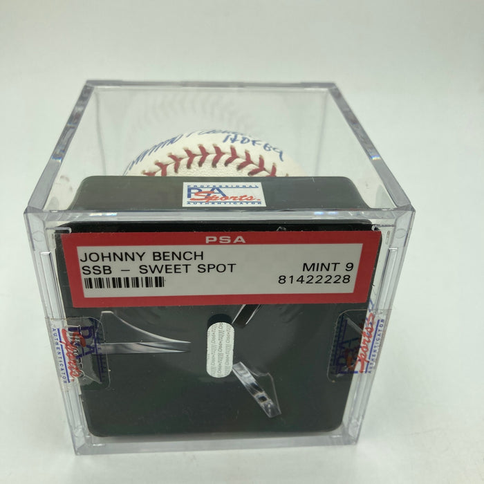 Johnny Bench HOF 1989 Signed Major League Baseball PSA DNA Graded 9 MINT