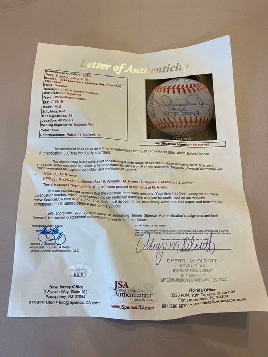 Stunning Mariano Rivera New York Yankees 2019 Old Timers Day Signed Baseball JSA