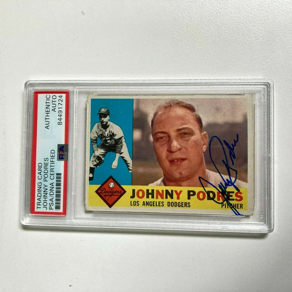 1960 Topps Johnny Podres Signed Baseball Card Los Angeles Dodgers PSA DNA COA