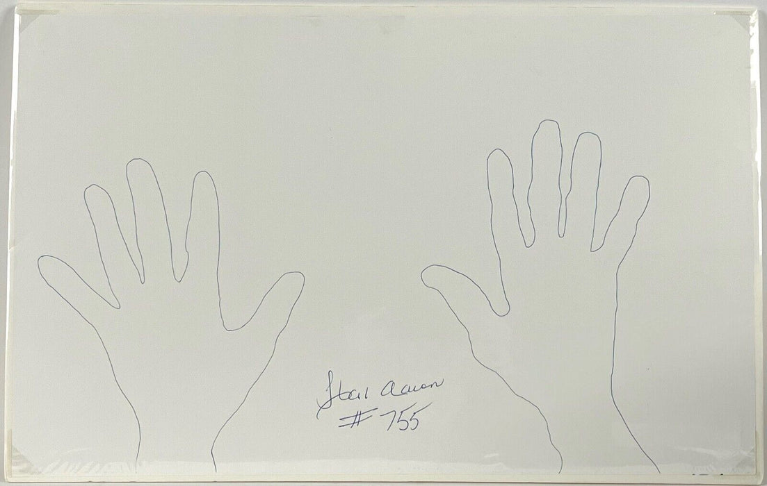 Hank Aaron Signed Large 15x24 Actual Hand Tracing With JSA COA Very Rare