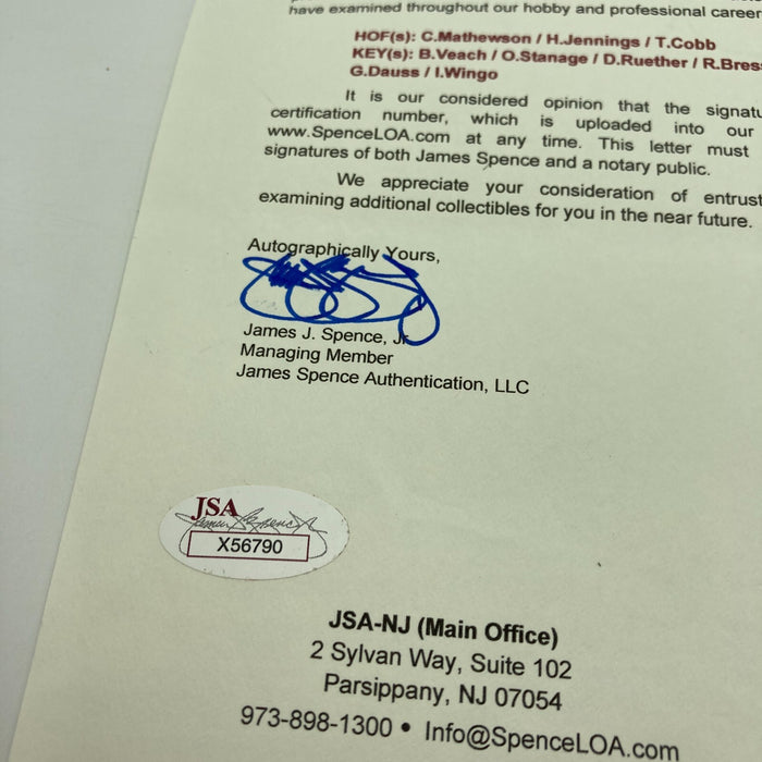 Christy Mathewson & Ty Cobb 1918 Team Signed National League Baseball JSA COA