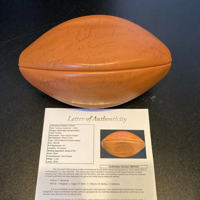 1975 Green Bay Packers Team Signed Wilson NFL Game Football JSA COA