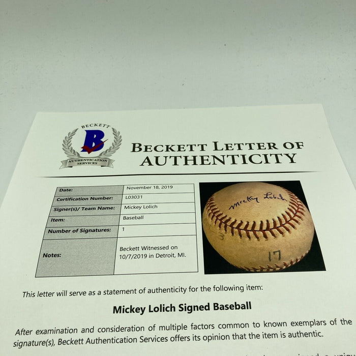 Mickey Lolich Signed Career Win No. 158 Final Out Game Used Baseball Beckett COA