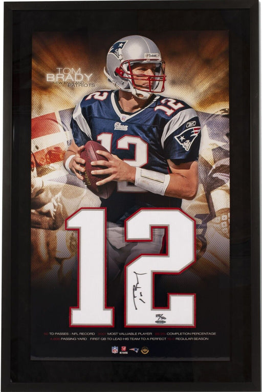 Rare Tom Brady Signed Jersey Number Framed Display 25/50 UDA Upper Deck COA