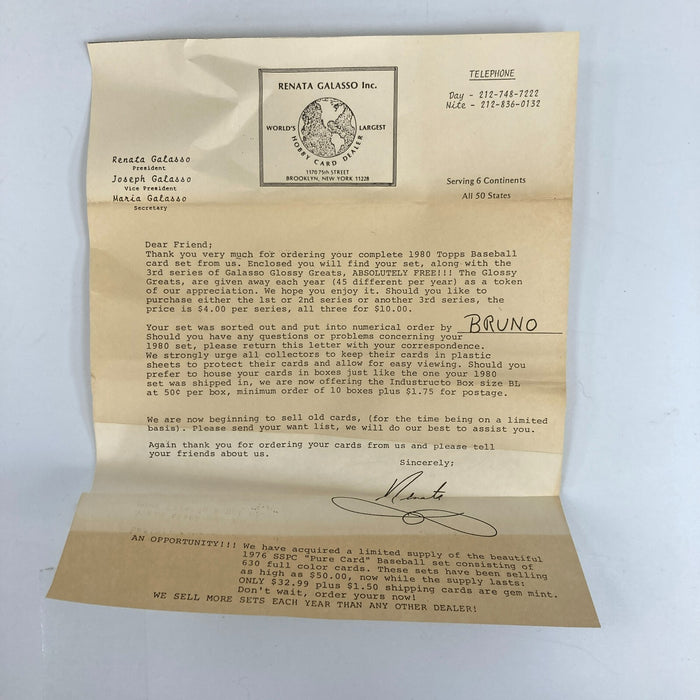 Beautiful 1980 Topps Baseball Complete Set With TCMA Gallsaso Set