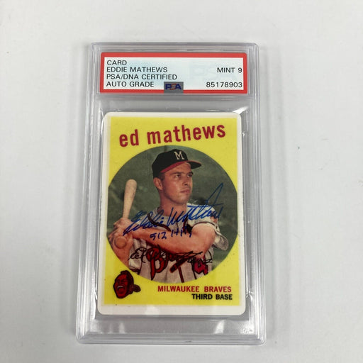 1959 Topps Eddie Mathews 512 Home Runs Signed Porcelain Baseball Card PSA DNA