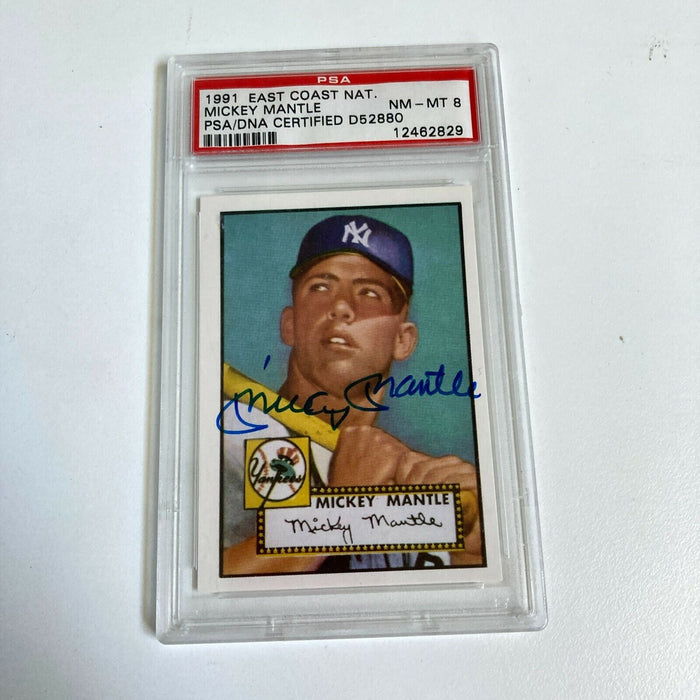1952 Topps Mickey Mantle Signed Autographed 1991 RC Baseball Card PSA DNA
