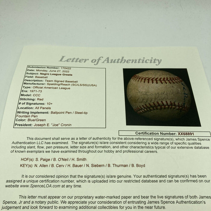 Hilton Smith Satchel Paige Negro League Kansas City Monarchs Signed Baseball JSA