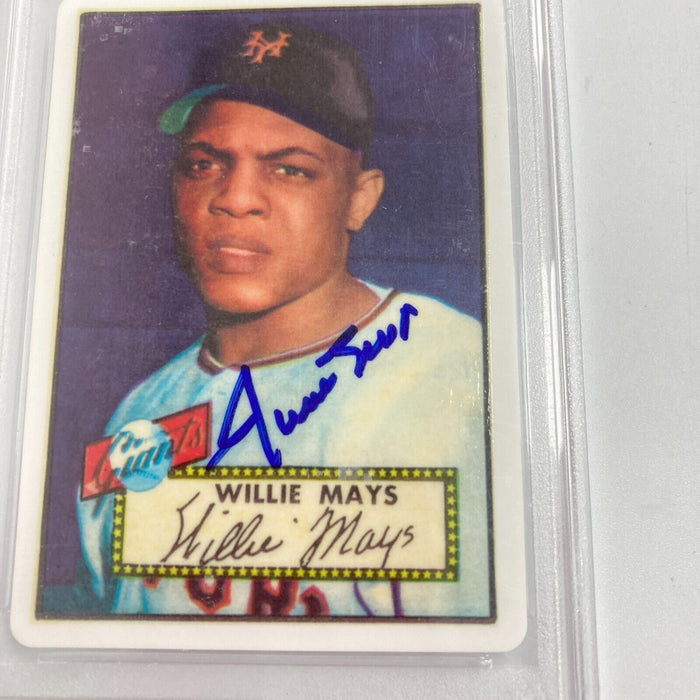 1952 Topps Willie Mays RC Signed Porcelain Baseball Card PSA DNA
