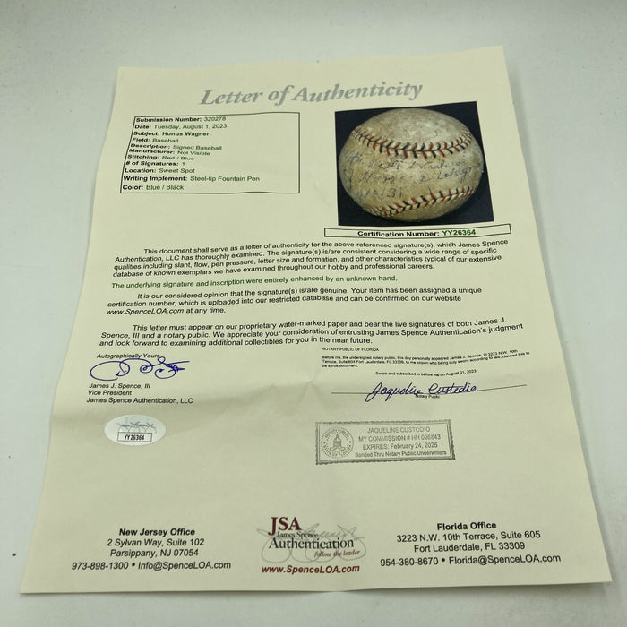 Honus Wagner Single Signed 1931 Official National League Baseball JSA COA