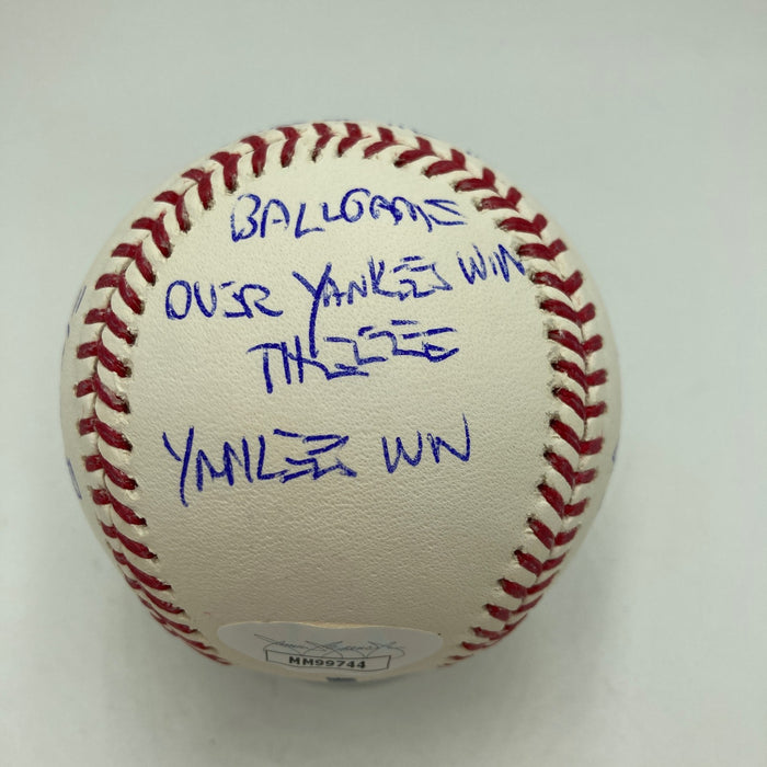 John Sterling Signed Heavily Inscribed STAT Baseball JSA COA RARE!