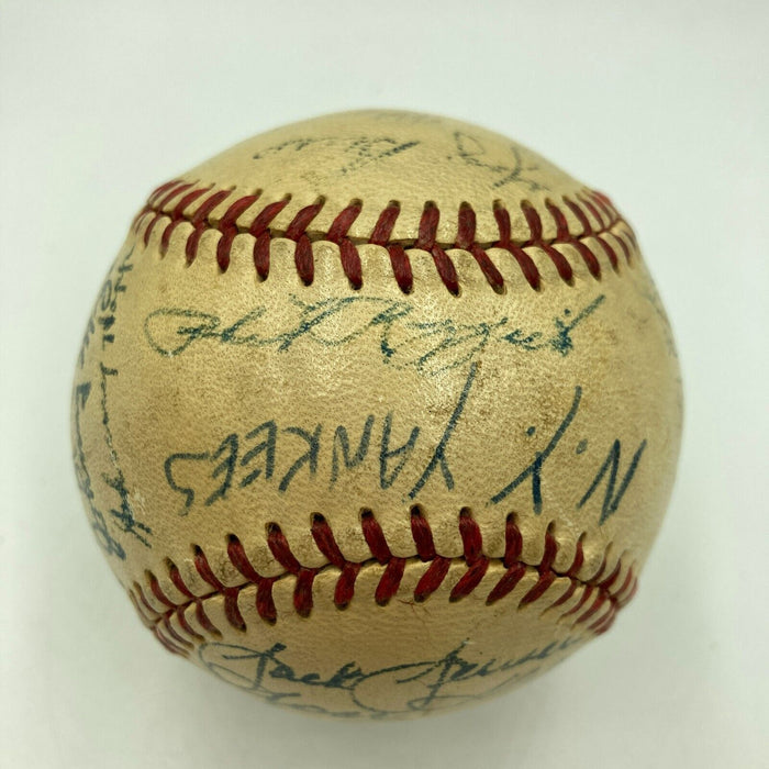 1952 New York Yankees World Series Champs Team Signed Baseball Mickey Mantle JSA