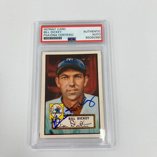 Bill Dickey Signed 1952 Topps RC Reprint Baseball Card PSA DNA Auto