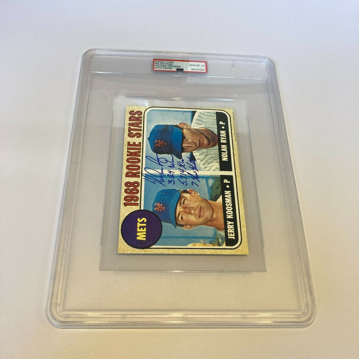 Nolan Ryan Signed Heavily Inscribed Jumbo 1968 Topps RC RP PSA DNA GEM MINT 10