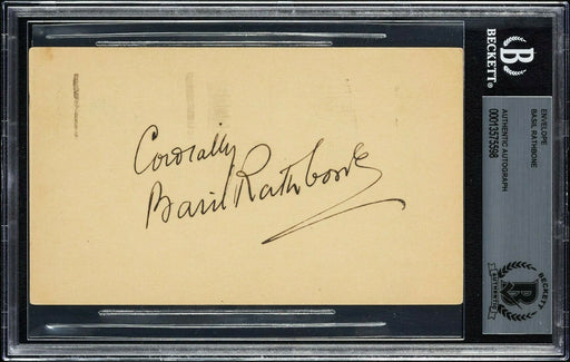 Basil Rathbone Signed 1948 GPC Postcard Movie Star BGS Beckett Certified
