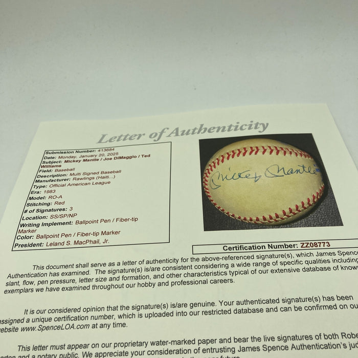 Mickey Mantle Joe Dimaggio Ted Williams Hank Aaron Signed Baseball PSA DNA & JSA