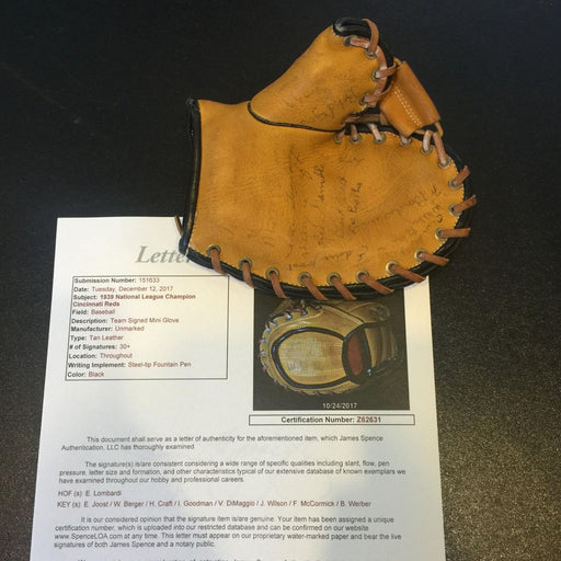 1939 Cincinnati Reds National Champs Team Signed Mini Baseball Glove 30+ Sig JSA