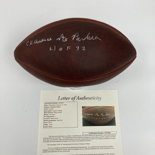 Ace Parker HOF 1972 Full Name Signed Wilson NFL Game Football JSA COA