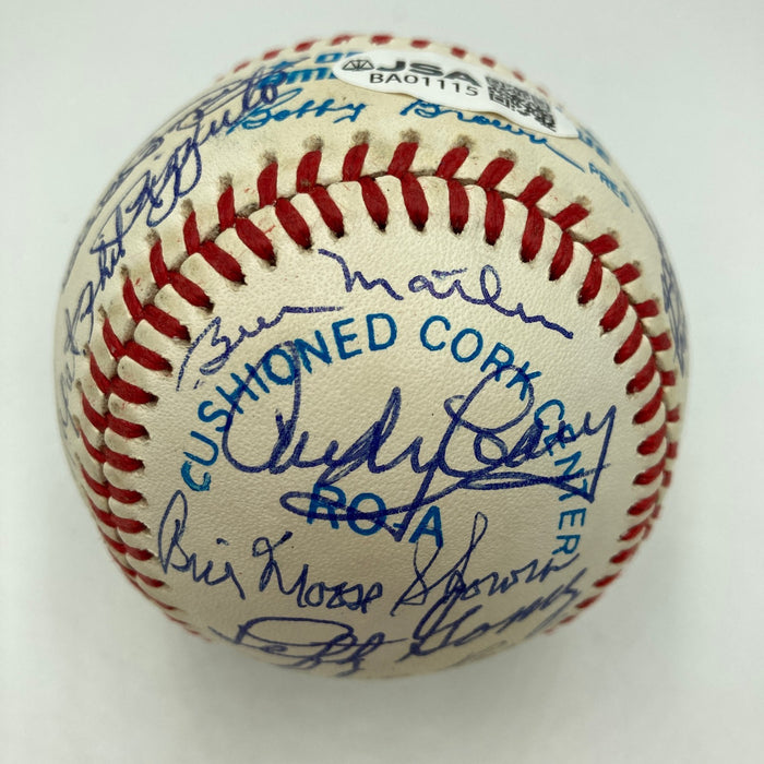 Mickey Mantle New York Yankees HOF Legends Multi Signed Baseball 28 Sigs JSA COA