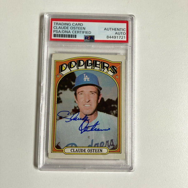 1972 Topps Claude Osteen Signed Baseball Card Los Angeles Dodgers PSA DNA COA