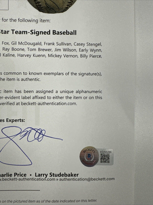 1956 All Star Game Team Signed Baseball Mickey Mantle Beckett COA