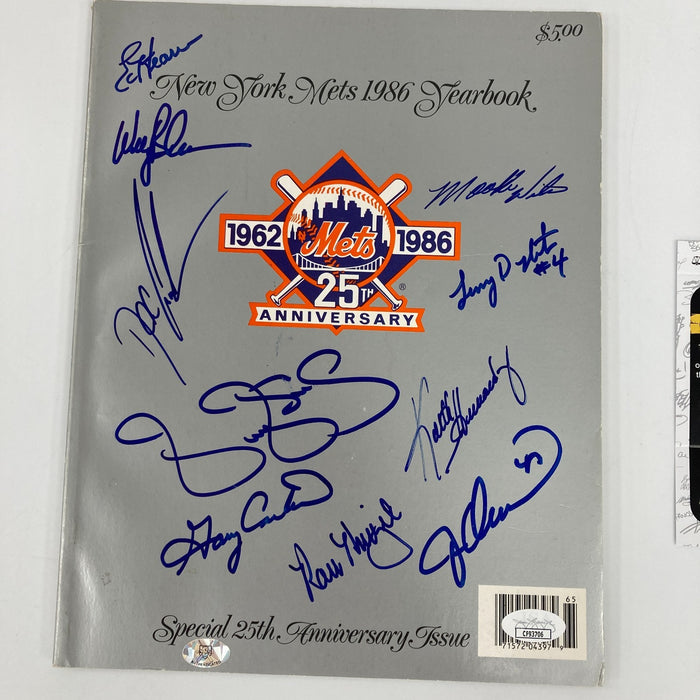 1986 New York Mets World Series Champs Team Signed Yearbook JSA COA
