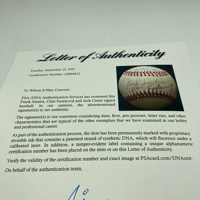 Incredible Frank Sinatra & Clint Eastwood Signed National League Baseball PSA