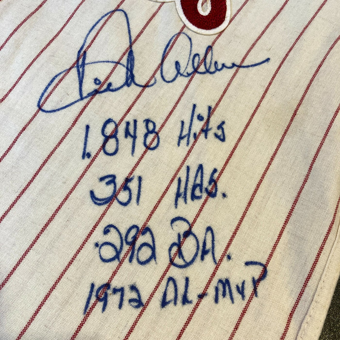 The Finest Dick Richie Allen Signed Phillies STAT Jersey PSA DNA MINT 9