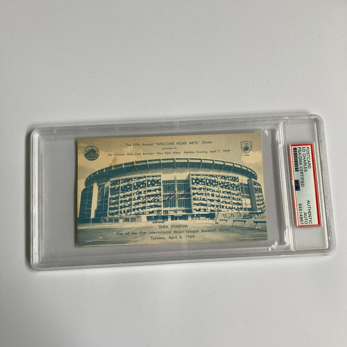 Ed Charles Signed 1969 New York Mets Shea Stadium Postcard PSA DNA RARE