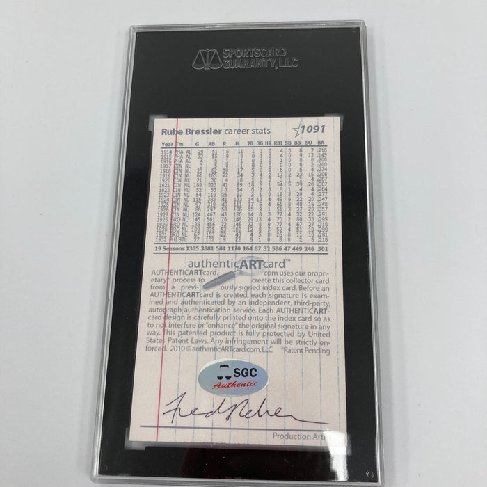 Rube Bressler Signed Baseball Photo SGC COA