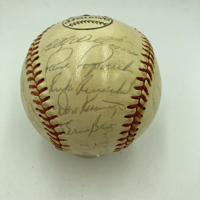 1974 Chicago Cubs Team Signed Vintage Wilson Baseball Ernie Banks JSA COA