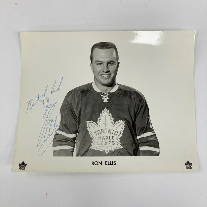 Ron Ellis Signed 1960's Toronto Maple Leafs Team Issued Photo JSA COA