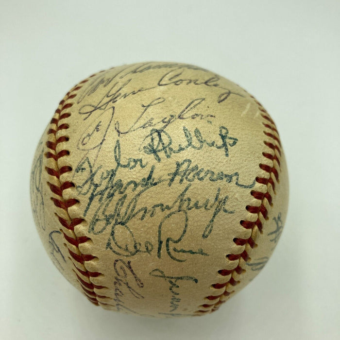 1957 Milwaukee Braves World Series Champs Team Signed Baseball Hank Aaron JSA