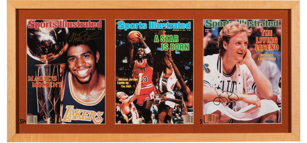 Michael Jordan, Larry Bird & Magic Johnson Signed Sports Illustrated Covers PSA