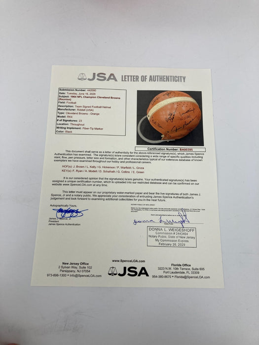1964 Cleveland Browns Super Bowl Champs Team Signed Game Used Helmet JSA COA