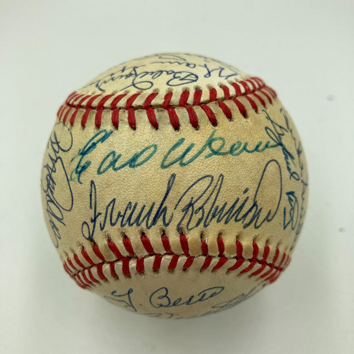 Hall Of Fame Multi Signed Baseball 30 Sigs Yogi Berra Reggie jackson JSA COA