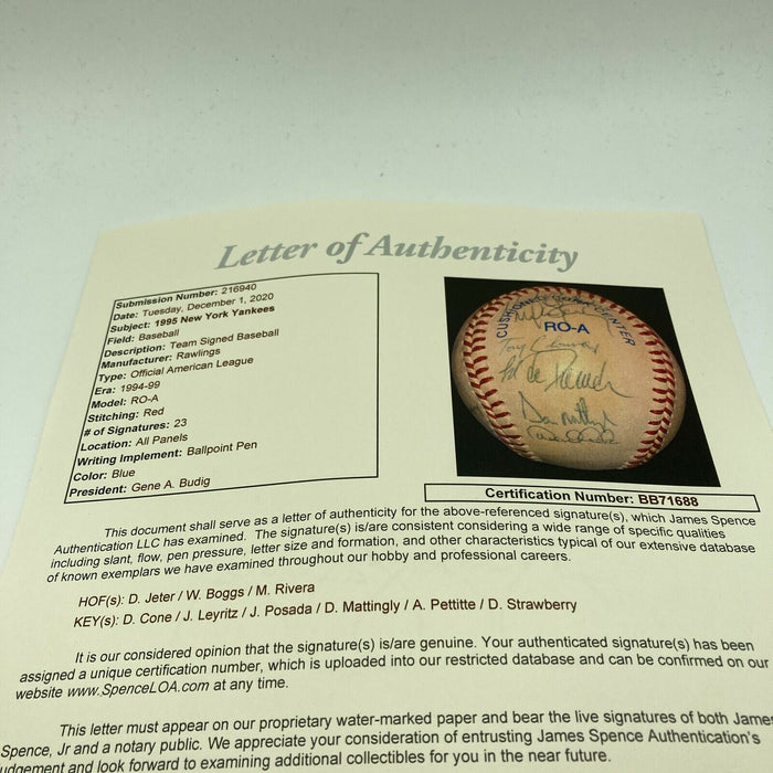 1995 Derek Jeter Mariano Rivera Andy Pettite Posada Rookie Signed Baseball JSA