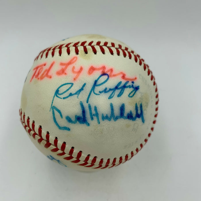 New York HOF Pitching Legends Signed Baseball Coveleski Grimes Hoyt Ruffing JSA