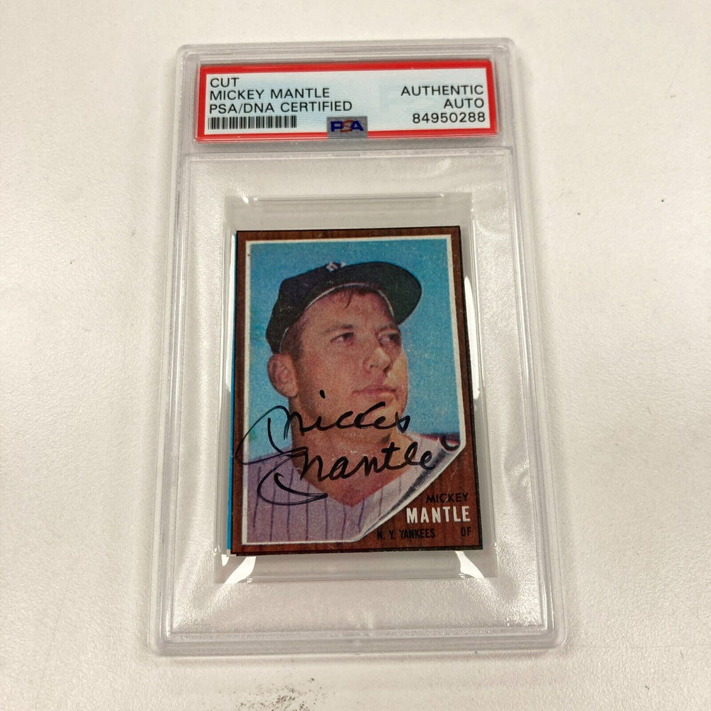 1962 Topps Mickey Mantle Signed Reprint Baseball Card PSA DNA Certified