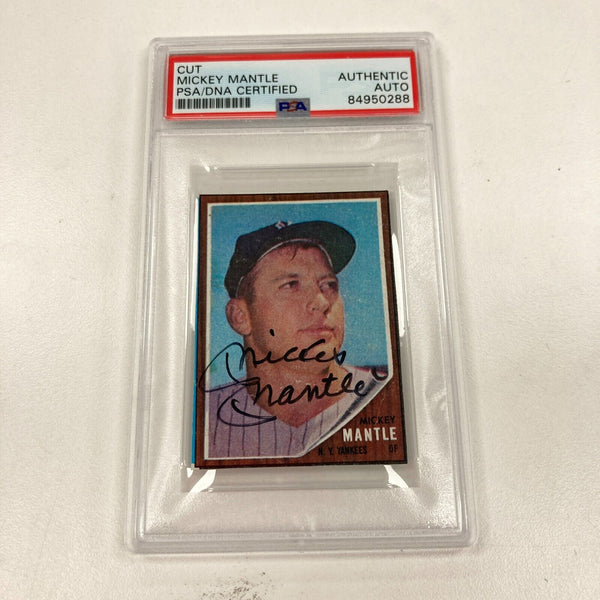 1962 Topps Mickey Mantle Signed Reprint Baseball Card PSA DNA Certified