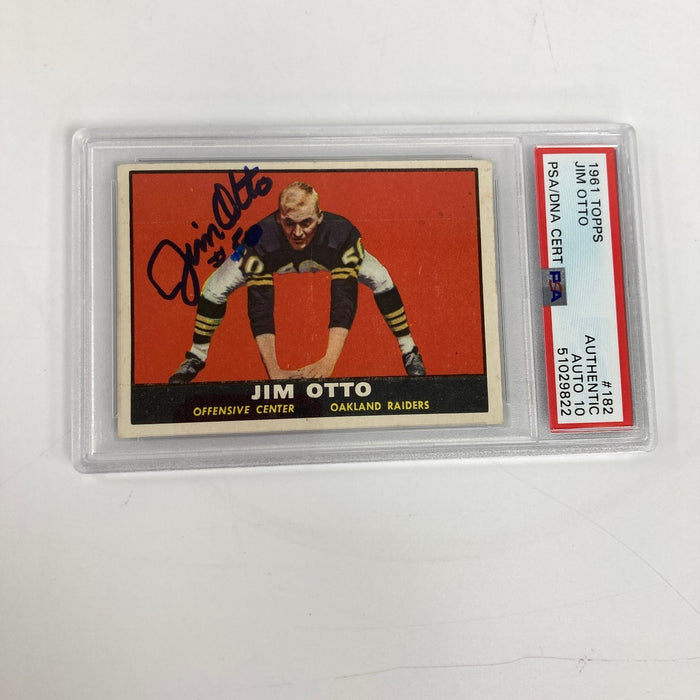 1961 Topps #182 Jim Otto Signed Rookie Card PSA Auto 10 GEM MINT