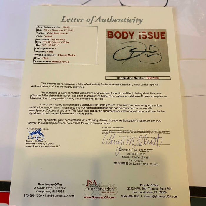 Odell Beckham Jr. Signed Actual Worn Robe From ESPN Body Issue Photoshoot JSA