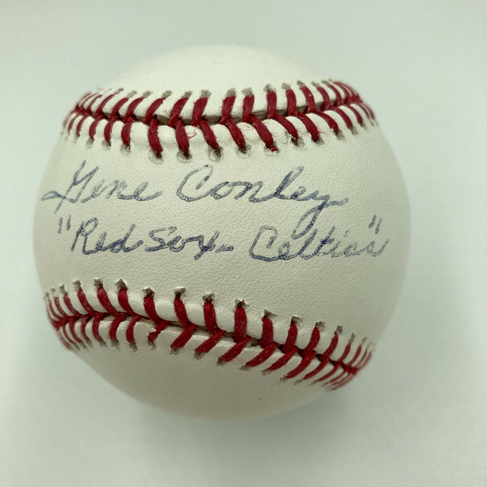 Gene Conley Signed Baseball Inscribed "Boston Red Sox & Celtics" Beckett COA