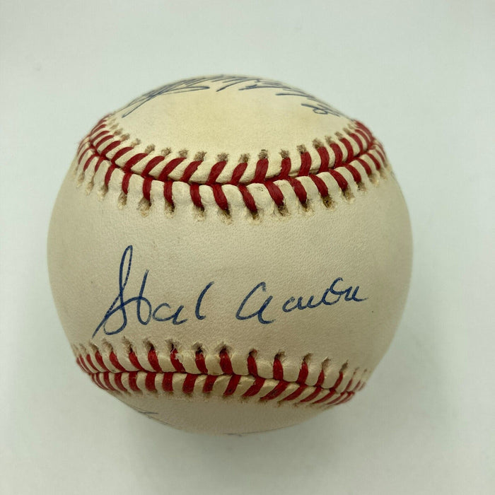 Willie Mays Hank Aaron Ernie Banks 500 Home Run Signed Baseball JSA COA